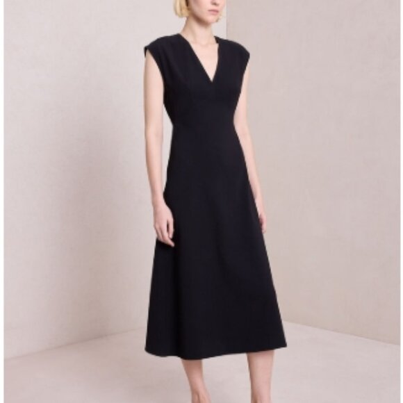 A.L.C.  Amelie Open Back Lace-Up Midi Dress Black 4 - Picture 2 of 5